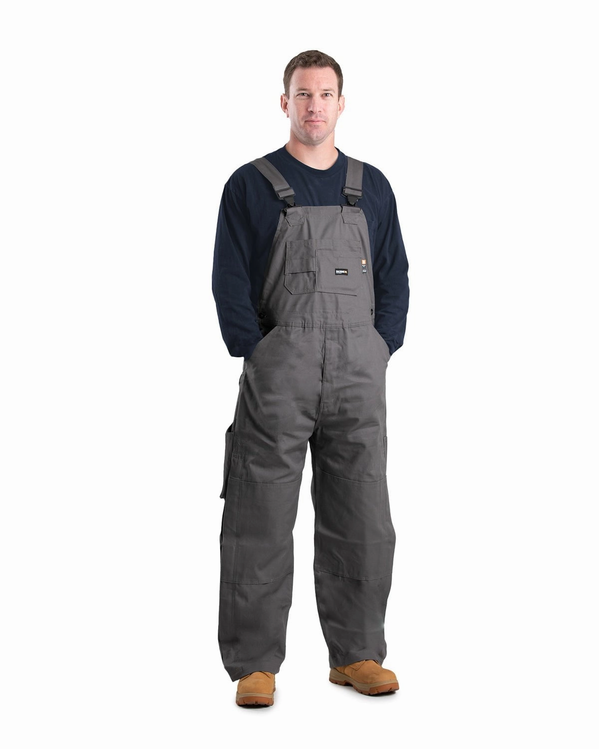 Light Activated Cooling Berne Mens Flame Resistant Unlined Slate Bib Overall