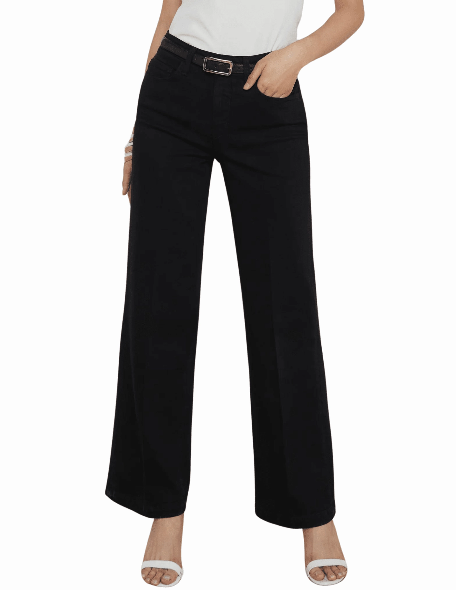 Compact Packability L??AGENCE Scottie High Rise Wide Leg Jeans in Black