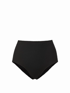 Classic High Waist Bottom In Black Texture Dynamic Tension Control Beach Outfit