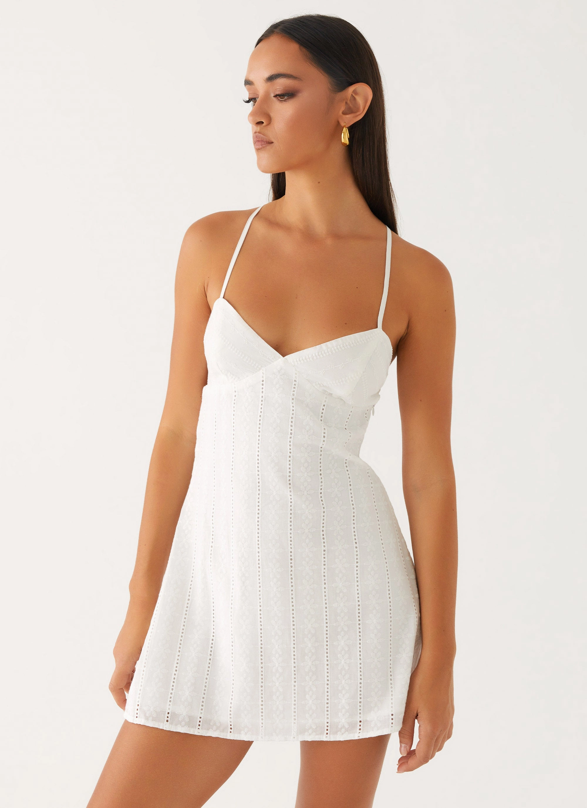 Comfy Style Flared-Hem Inara Mini Dress - Ivory