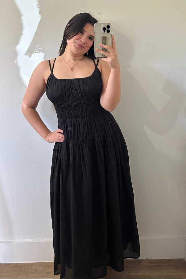 Summer Nights Maxi Dress - Black Recycled Polyester Material