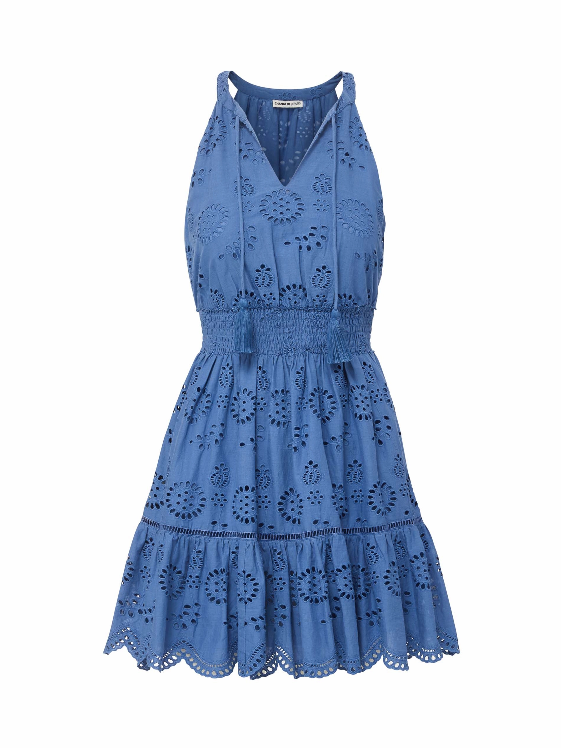 Emma Dress In Steel Blue San Andr??s Eyelet Quick Elegance