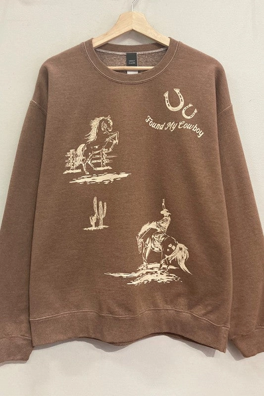 Soft Fresh Drop Shoulder Cut Found My Cowboy Sweatshirt S-XL