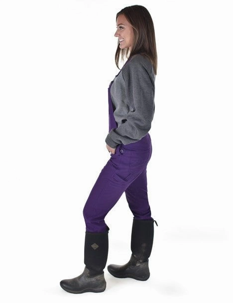 Ergonomic Shoulder Cut Cowgirl Tuff Womens WHPH Tuck In Purple Nylon Bib Overall
