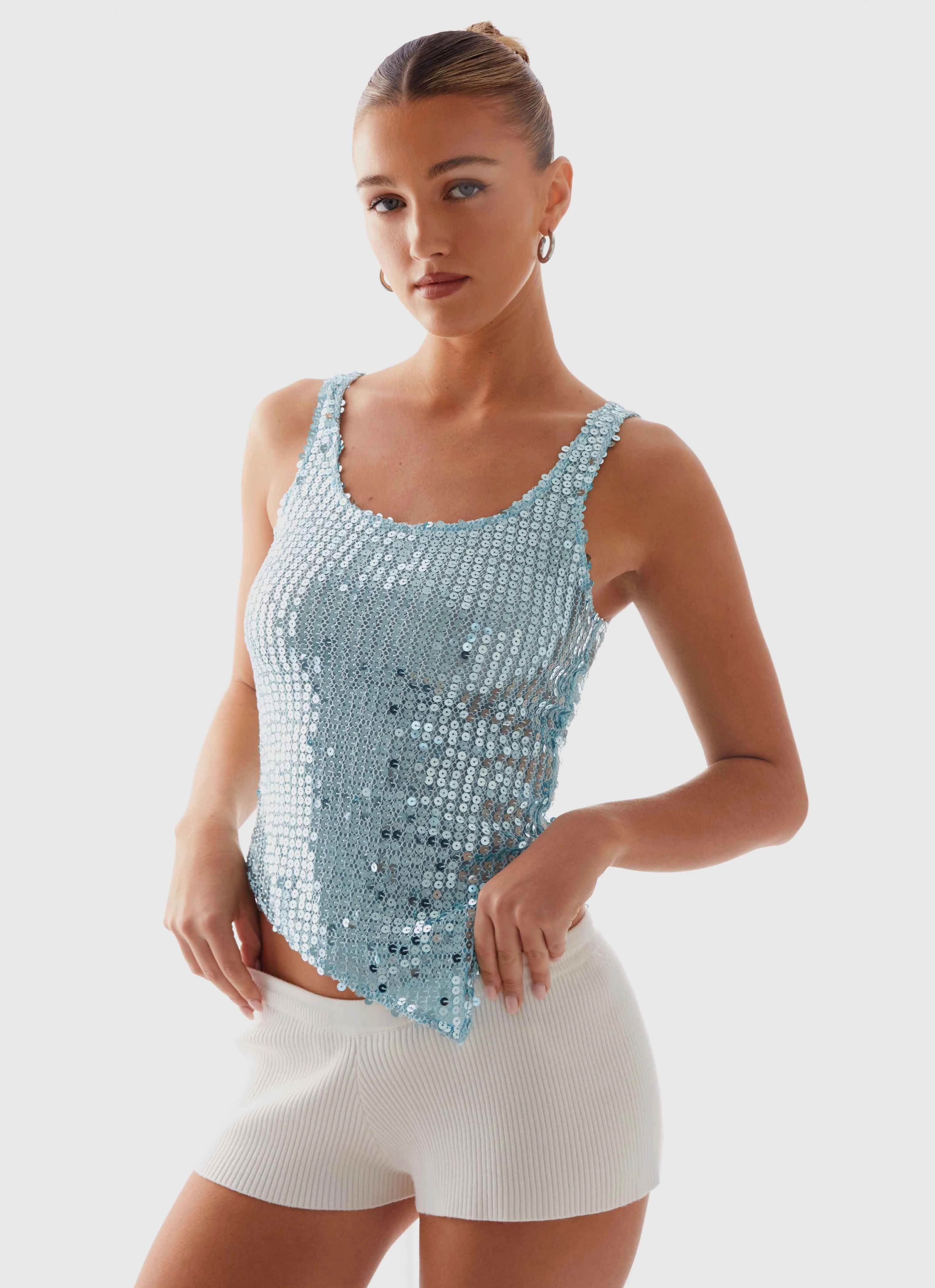 Electra Sequin Tank - Turquoise MultiPanelDesign