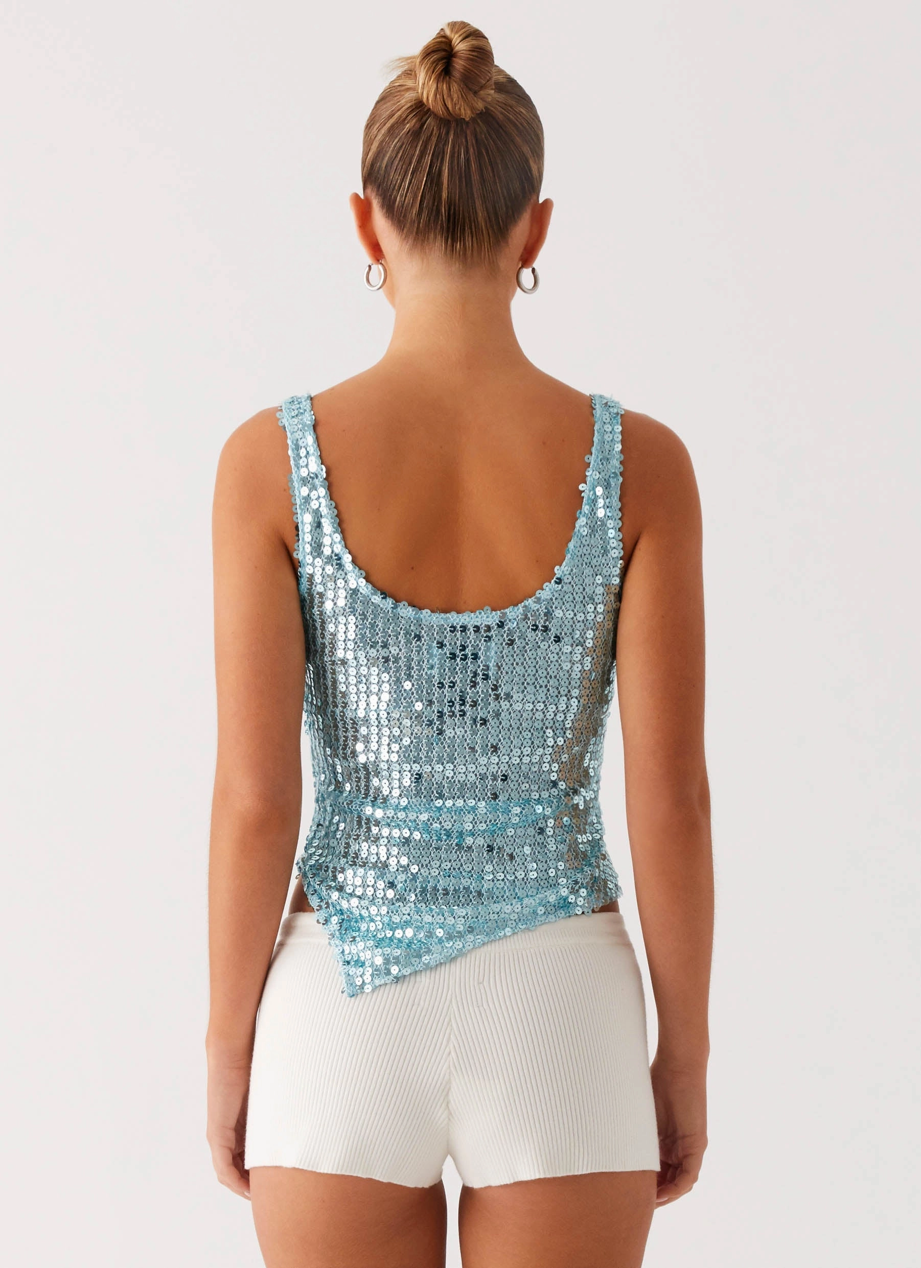 Bonded Seam Technology Electra Sequin Tank - Turquoise