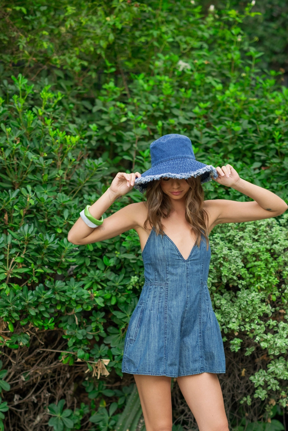 Chambray Denim Romper - Dark Blue Compression Fit Engineering