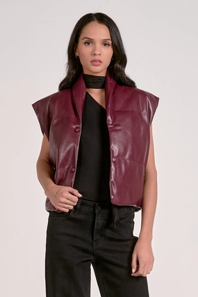 Fran Puffer Vest - Plum YarnDyedQuality Double Stitched Hem