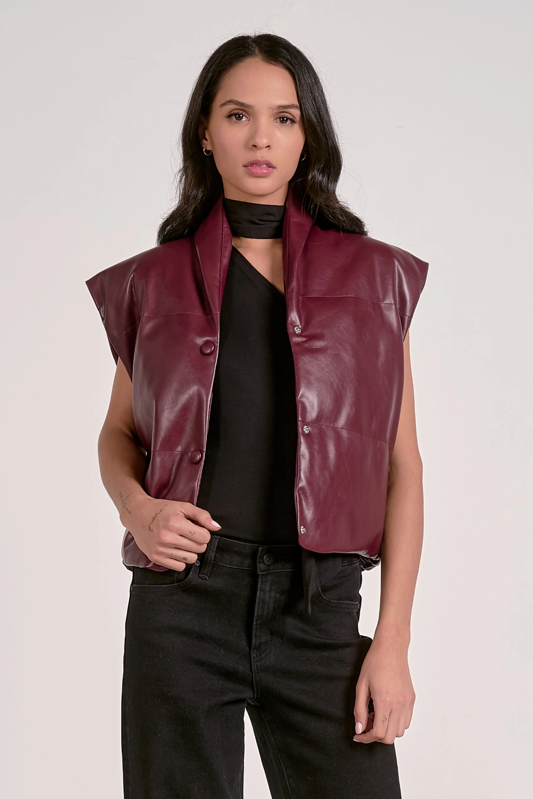 Fran Puffer Vest - Plum YarnDyedQuality Double Stitched Hem
