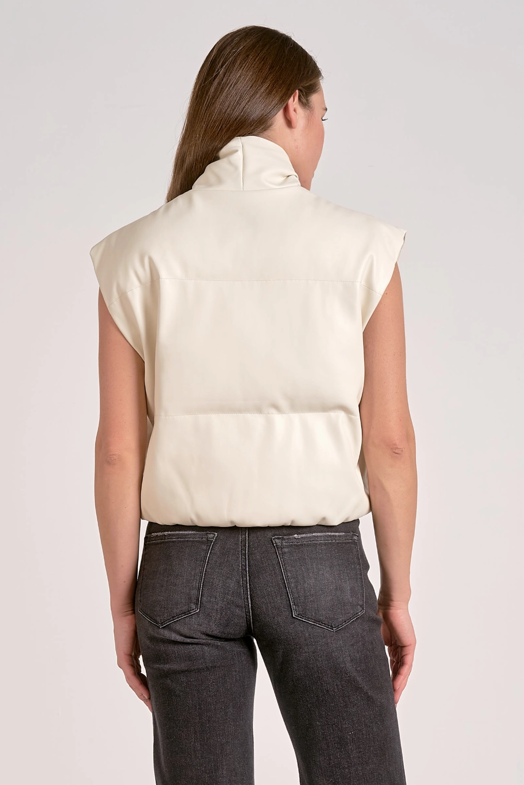 Fran Puffer Vest - White Long Sleeve Polo