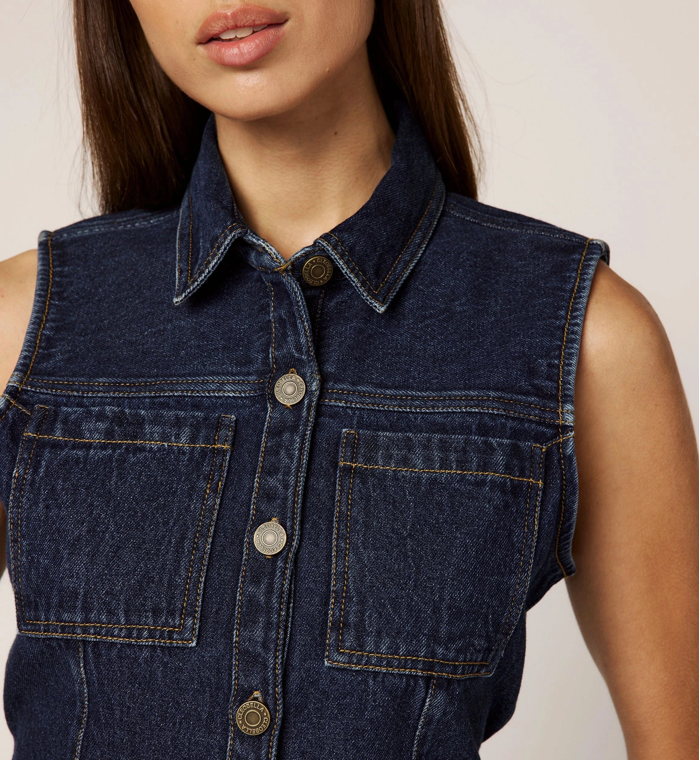 Franka Vest | Dark Denim Low Profile Zipper