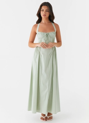Olenna Halterneck Midi Dress - Sage Relaxed Vibe