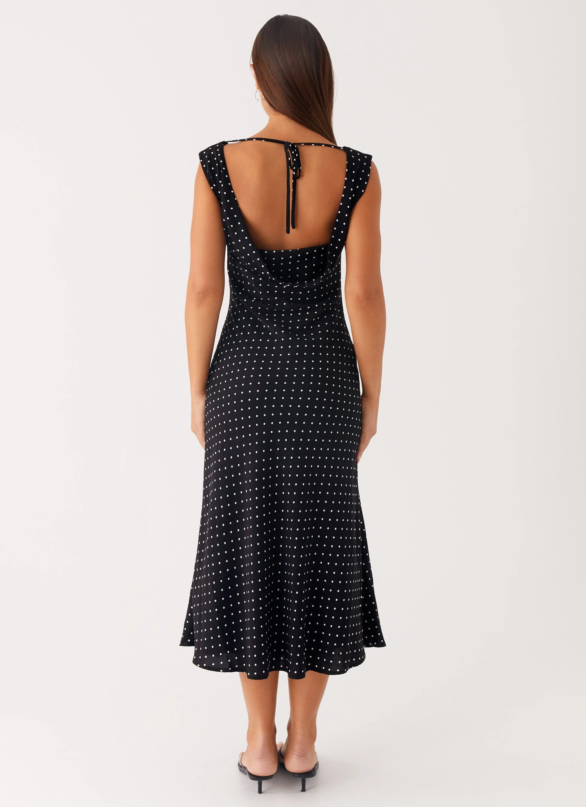Role Model Maxi Dress - Black Polka Dot Minimalist Fit Formal Setting