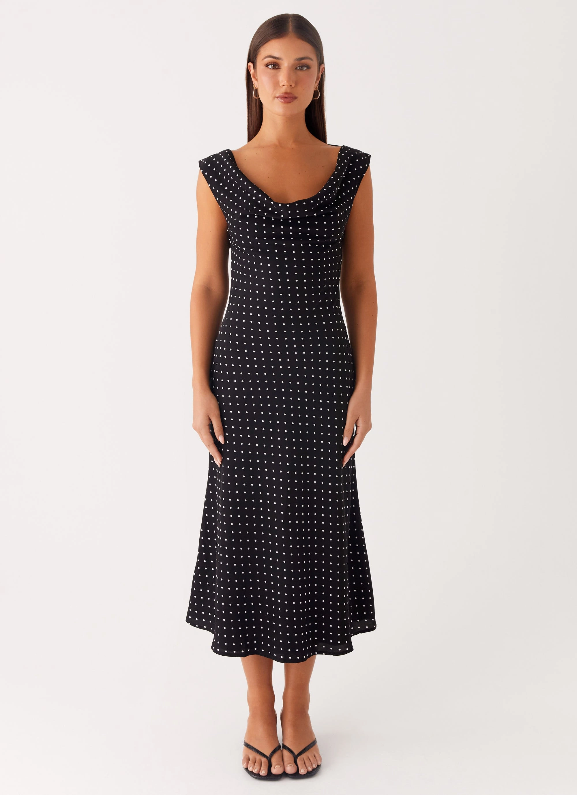 New Spirit Evening Mood Role Model Maxi Dress - Black Polka Dot