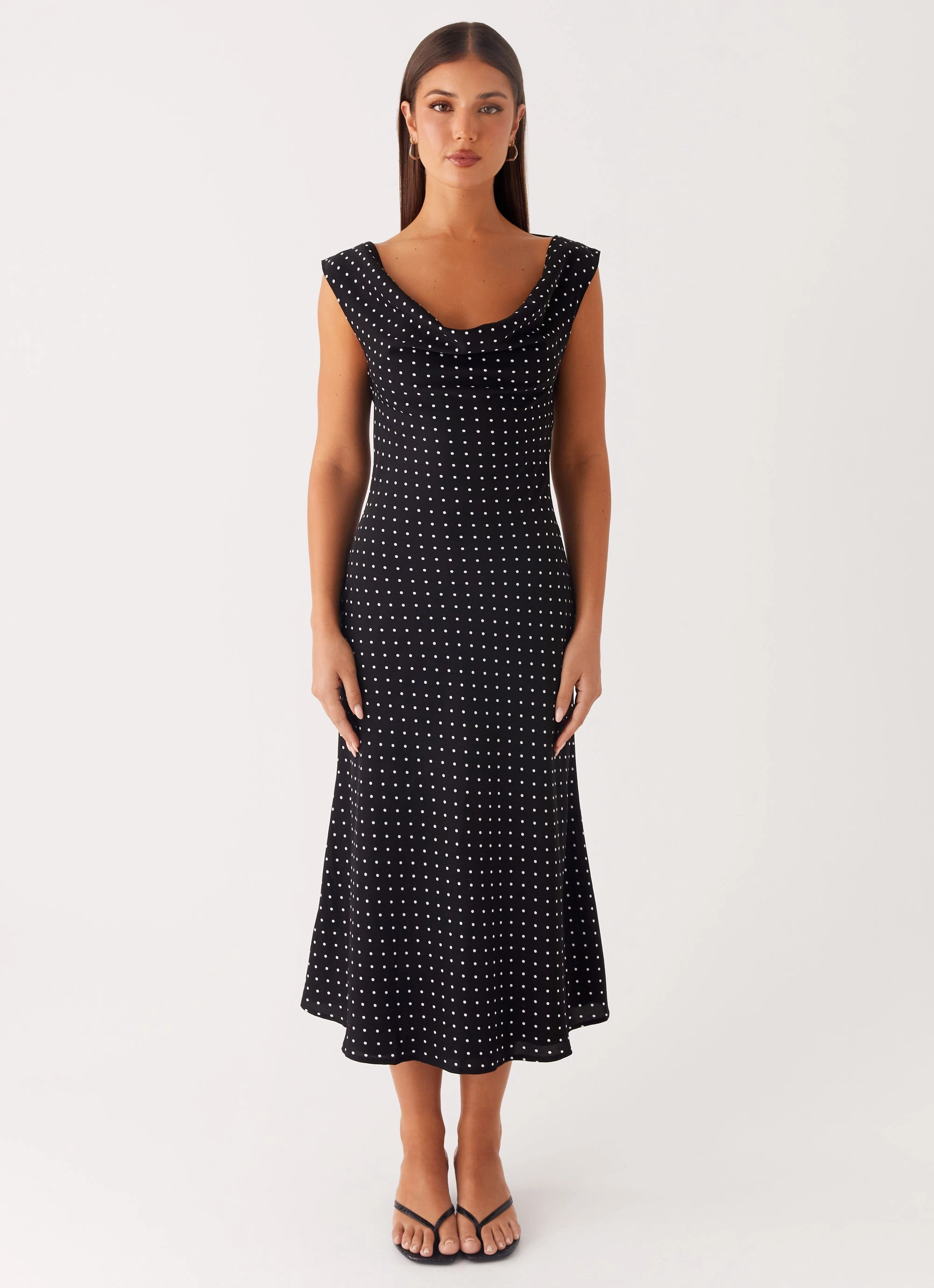 Role Model Maxi Dress - Black Polka Dot Street Look