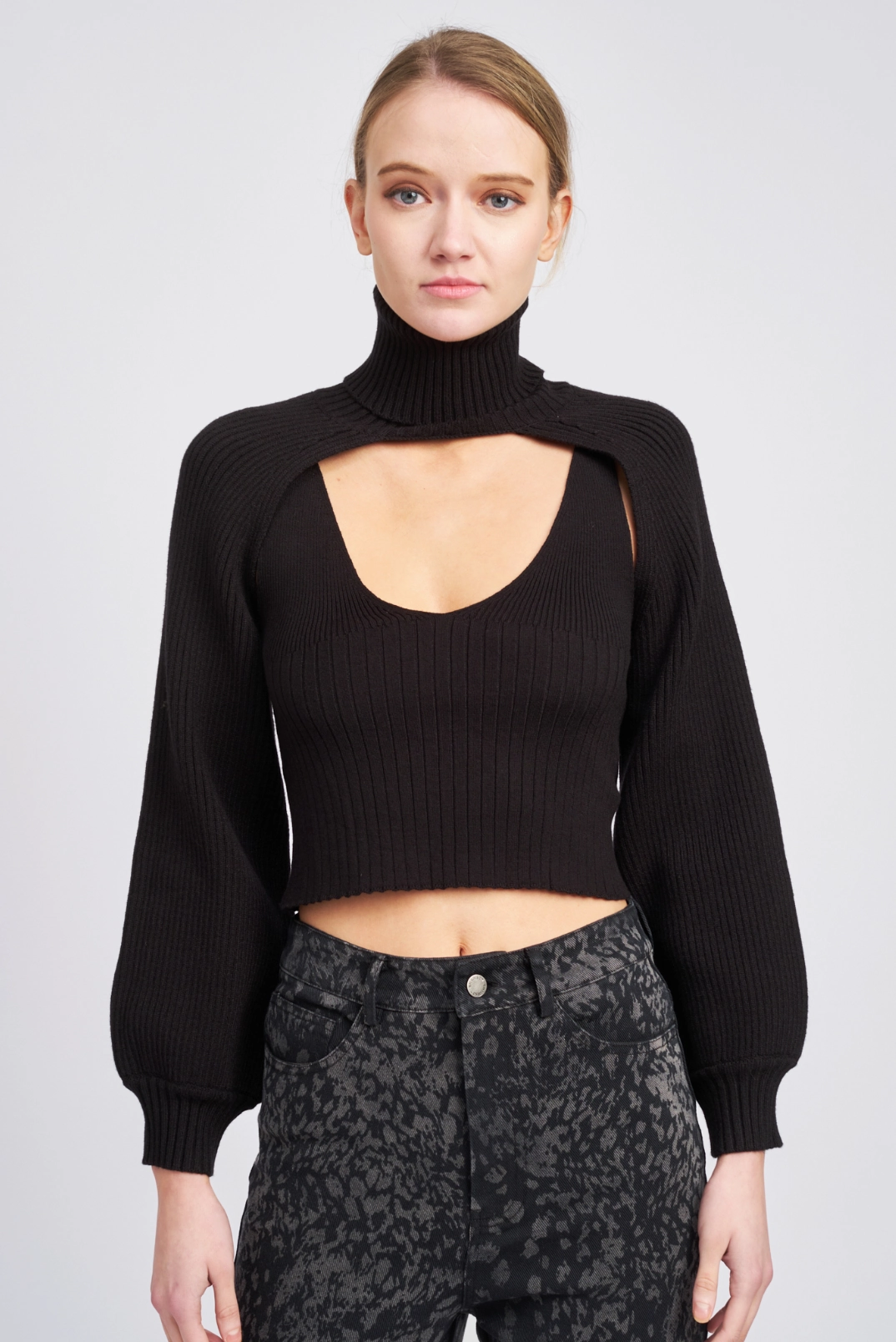 Sporty Tee Knit Tank Bolero Set