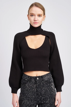 Knitted Layer Knit Tank Bolero Set