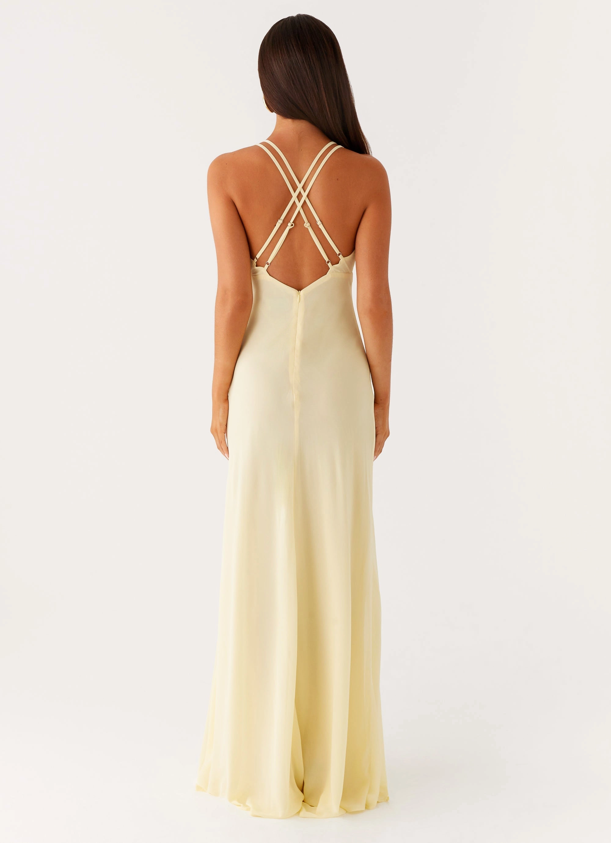Kacia Maxi Dress - Lemon Satin Layers Refined Stitch