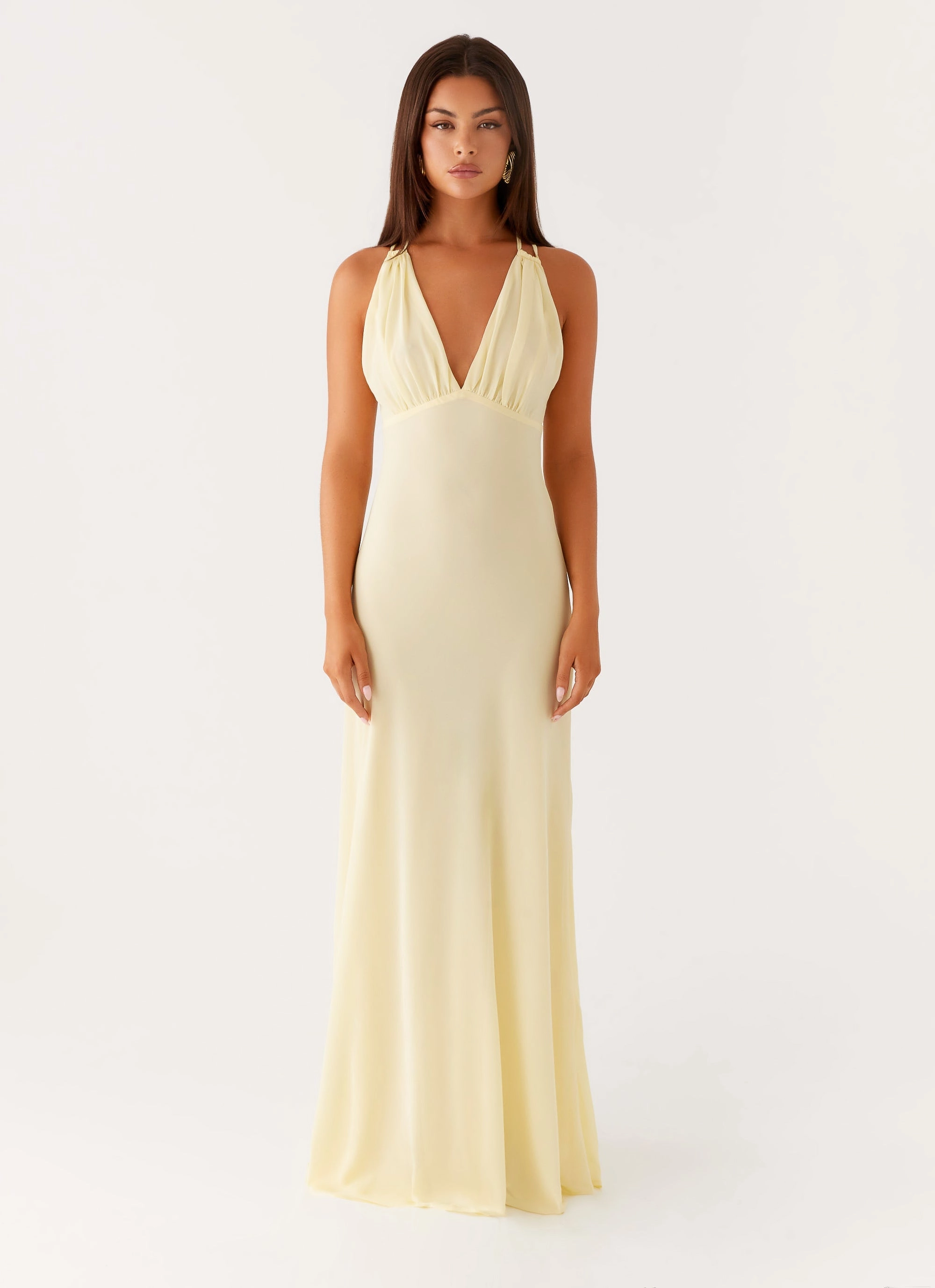 Kacia Maxi Dress - Lemon Sophisticated Charm