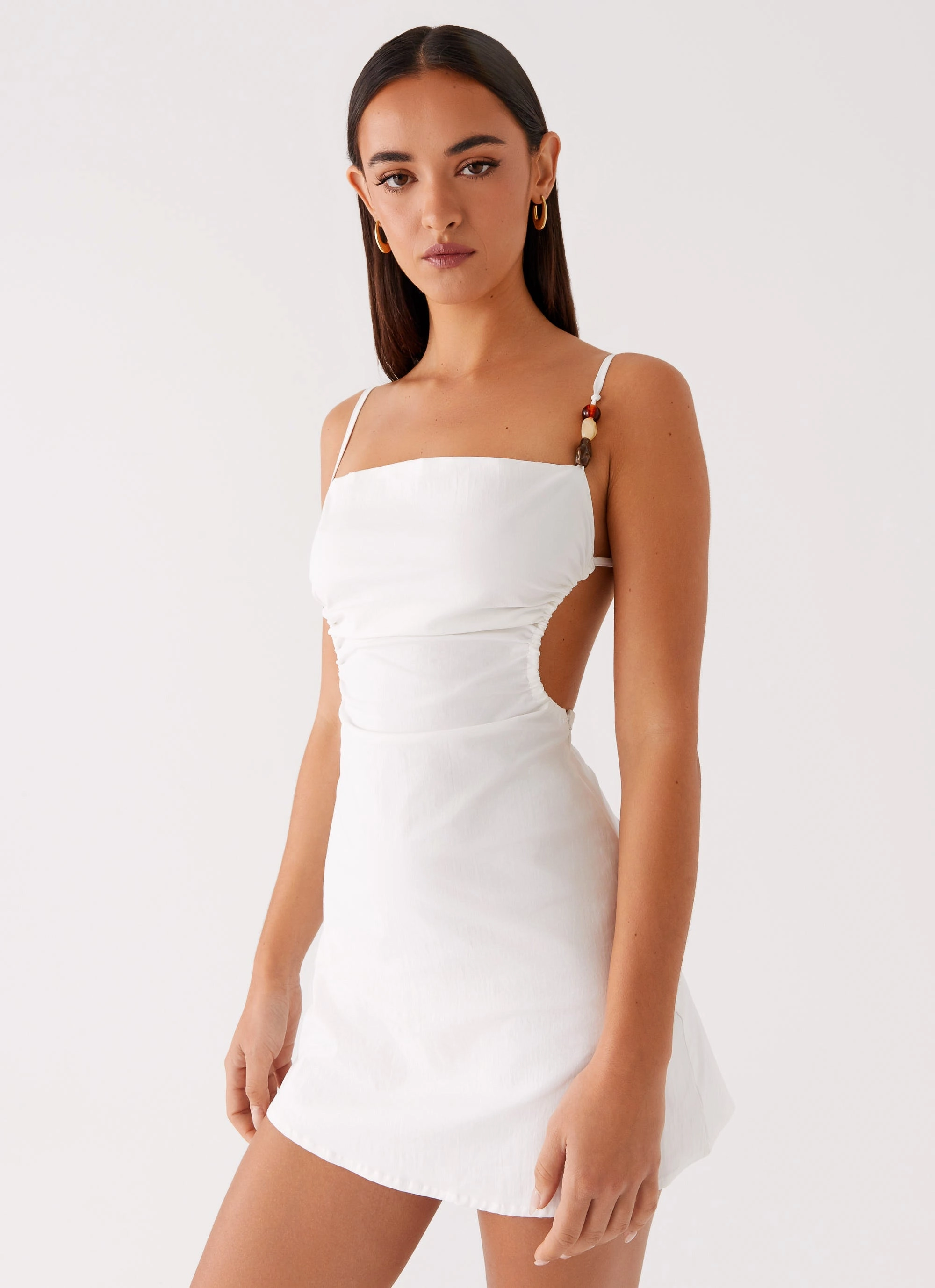 Marlon Mini Dress - White Versatile sundress Relaxed day dress