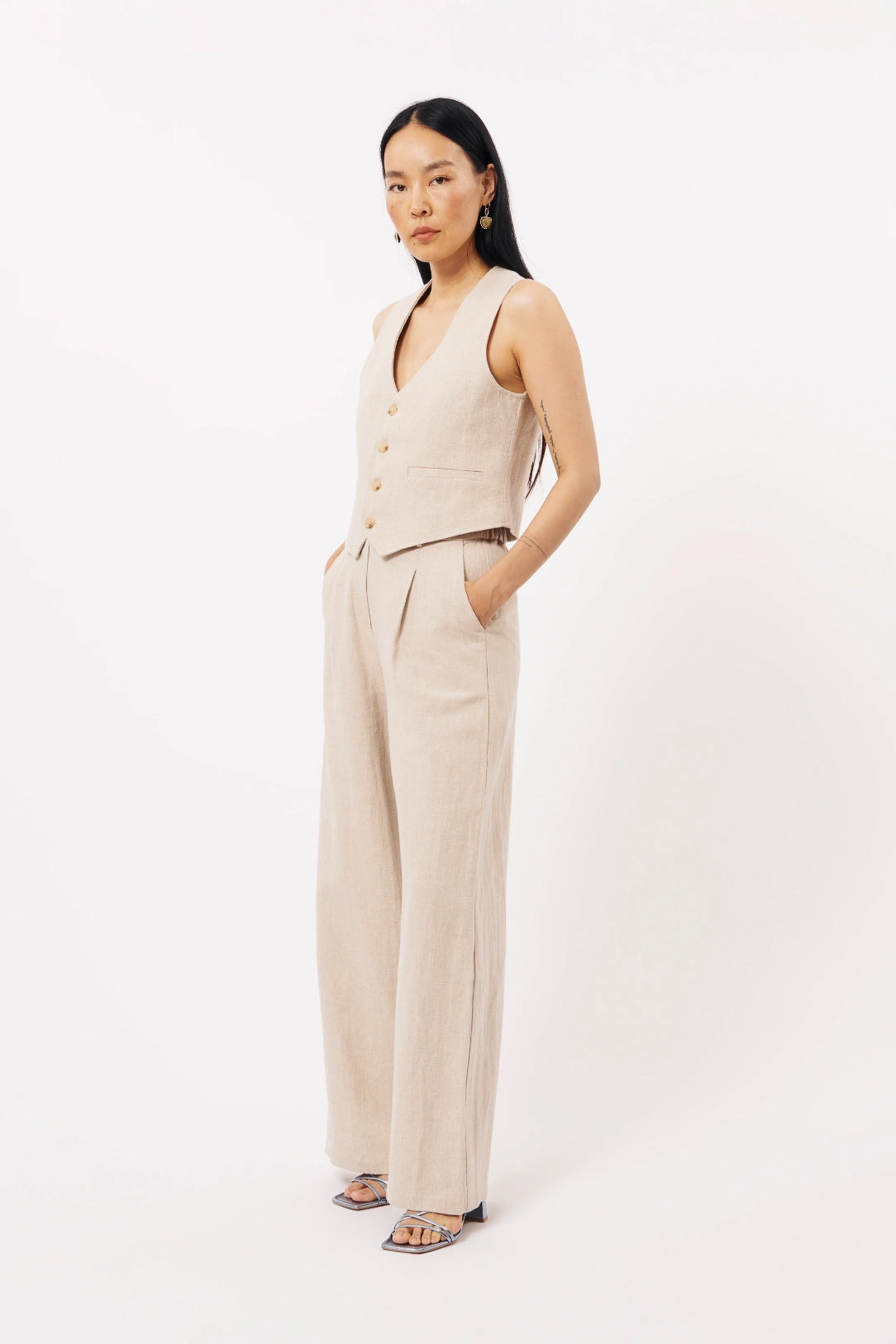 BreathableBackVents Elegant Blouse FRNCH Alix Woven Vest