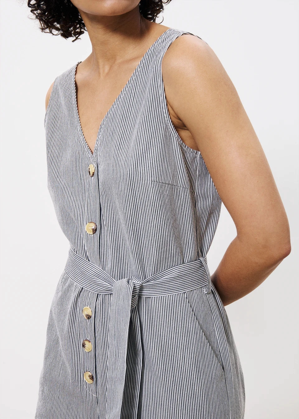 Ribbed Hemline HighDensity Weave FRNCH Maddie Jumpsuit