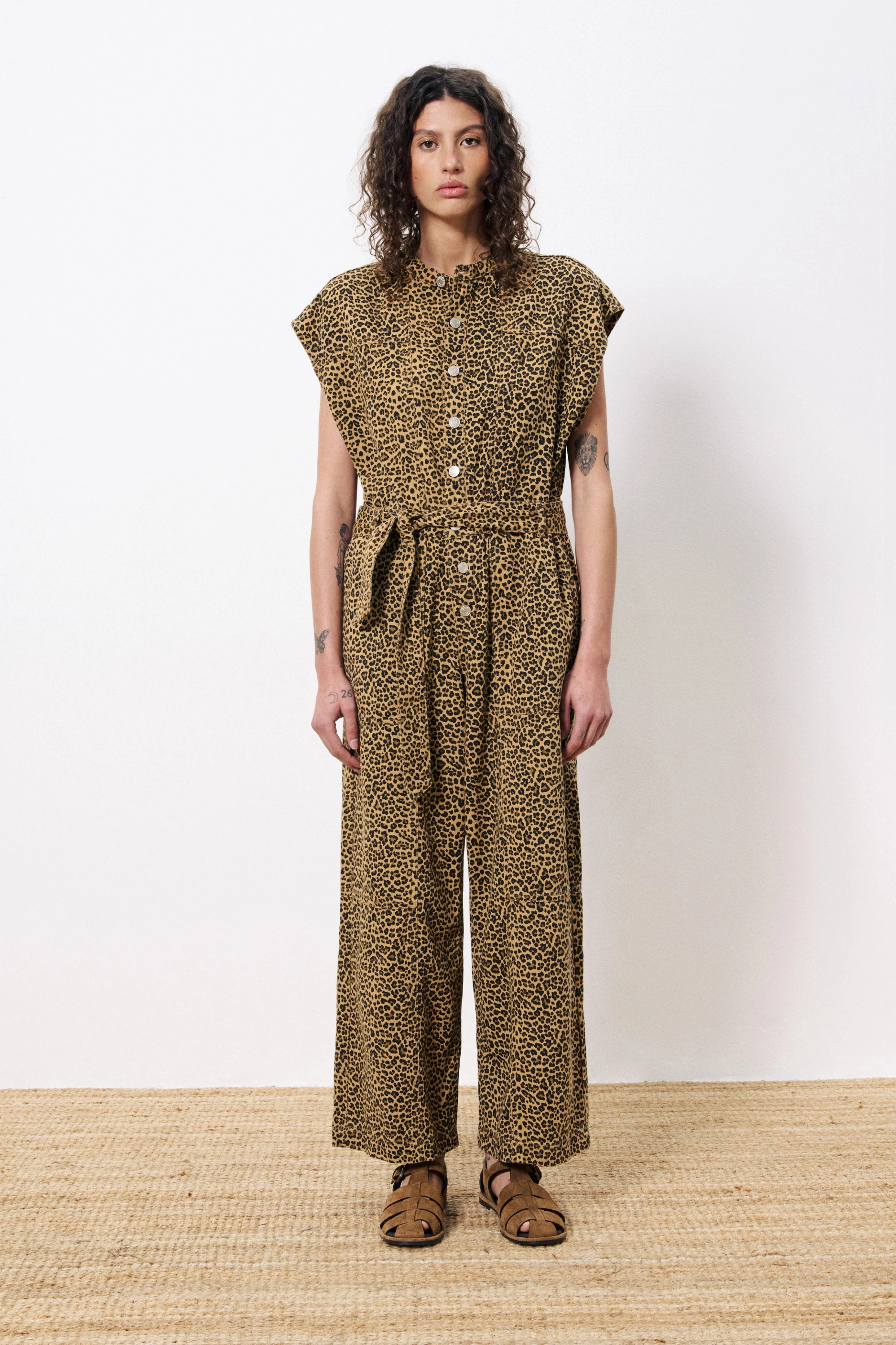 FRNCH Scheila Jumpsuit - Leopard Quick Release Zipper Space - exploration - supportive