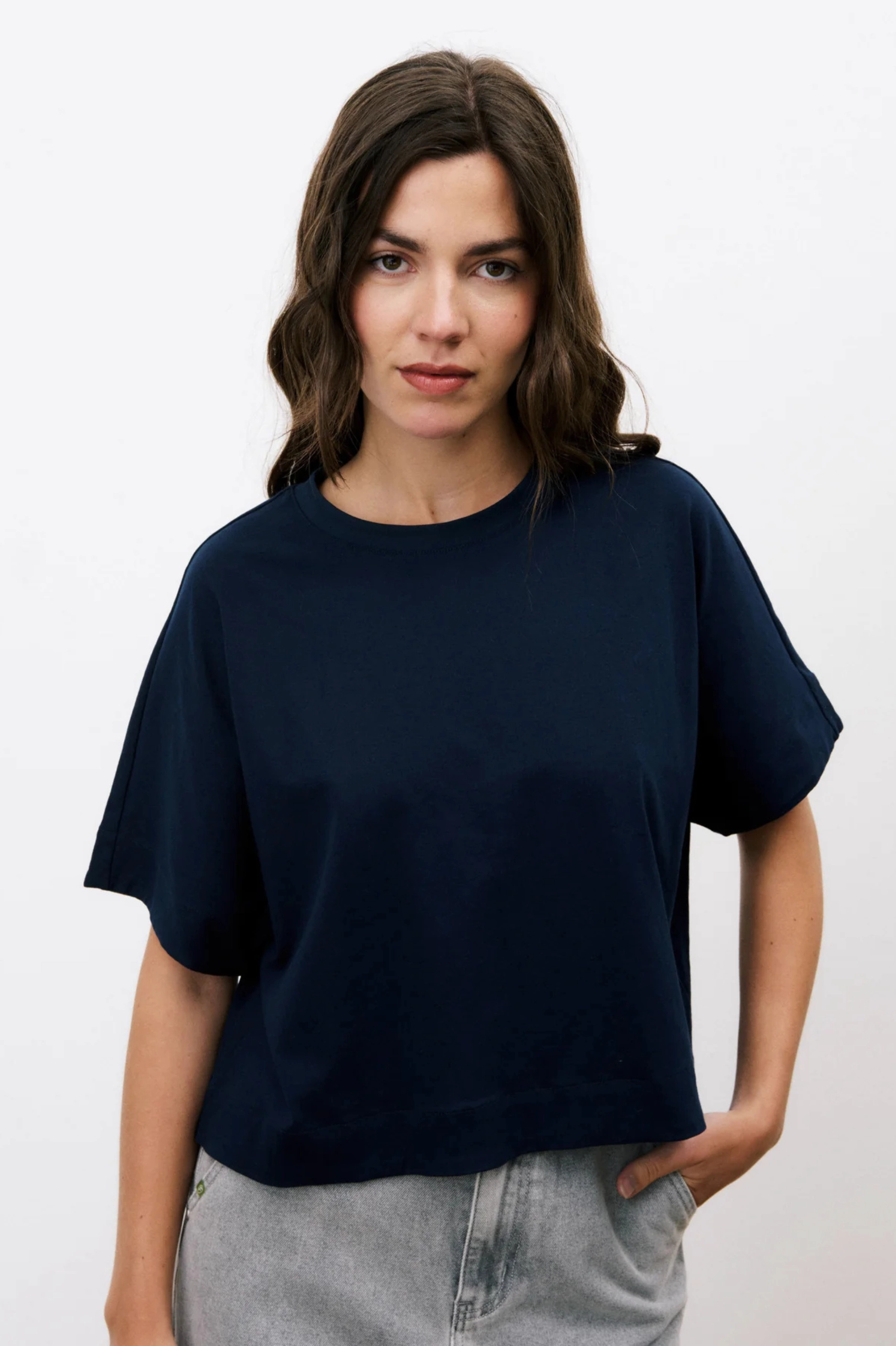 Stretch Material Bonded Seam Construction FRNCH Shade Top - Blue