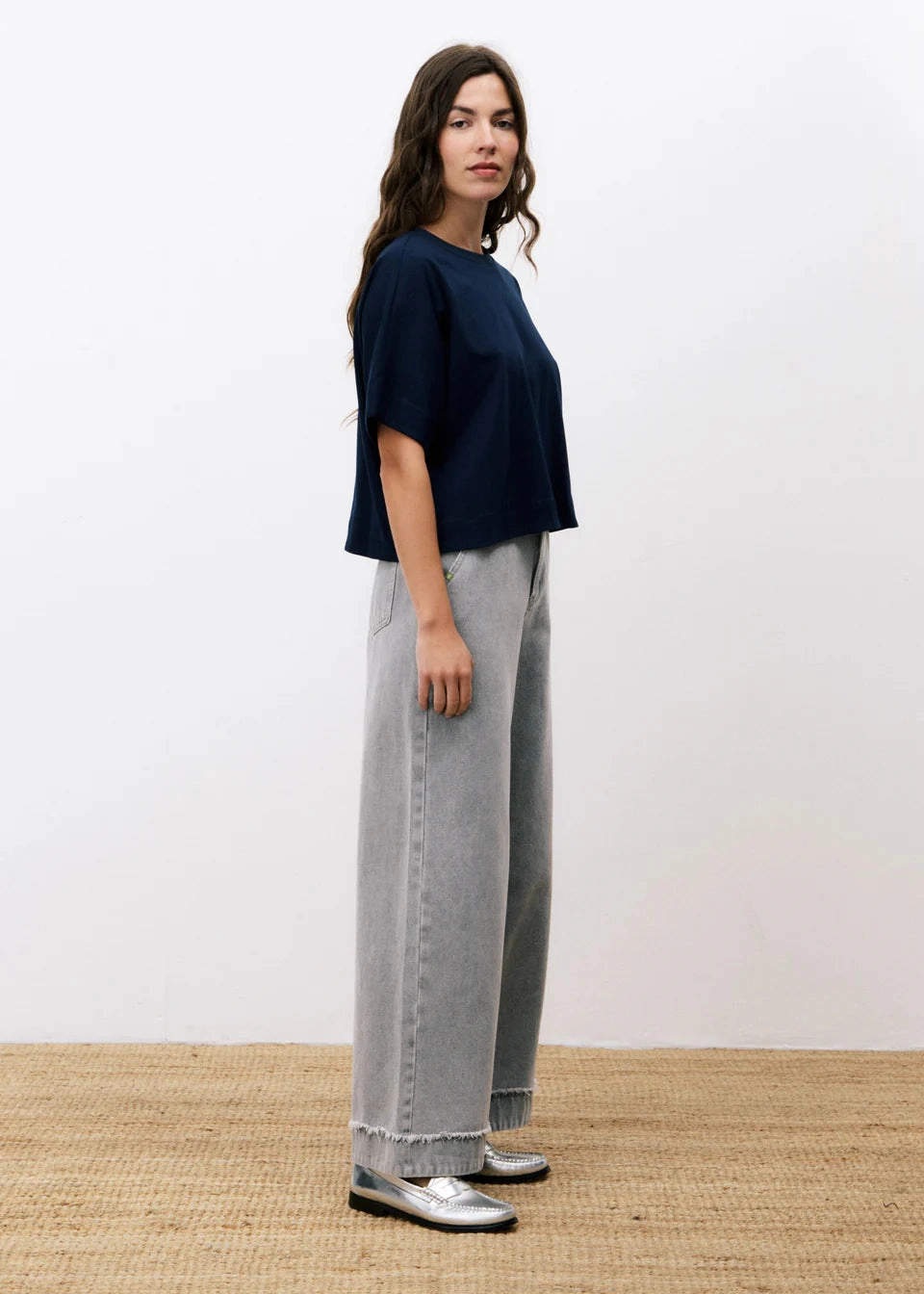 FRNCH Shade Top - Blue Button Down Collar Style