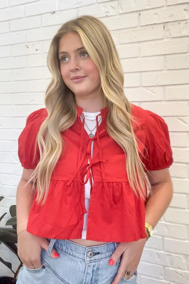 Front Tie Peplum Blouse Sporty Cardigan AntiSnag Fabric