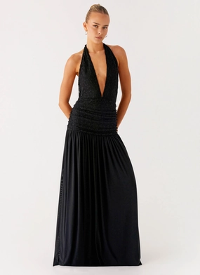 Full Attention Maxi Dress - Black Anniversary-Event