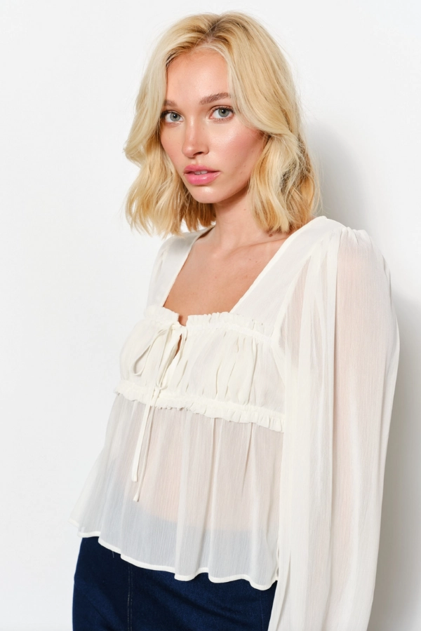 Gabrielle Ruched Blouse LayeredNeckline MoistureControl