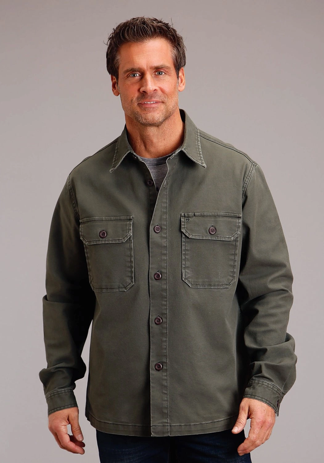Weatherproof Shell Snag Free Fabric Stetson Mens Stretch Canvas Grey Cotton Blend Cotton Jacket