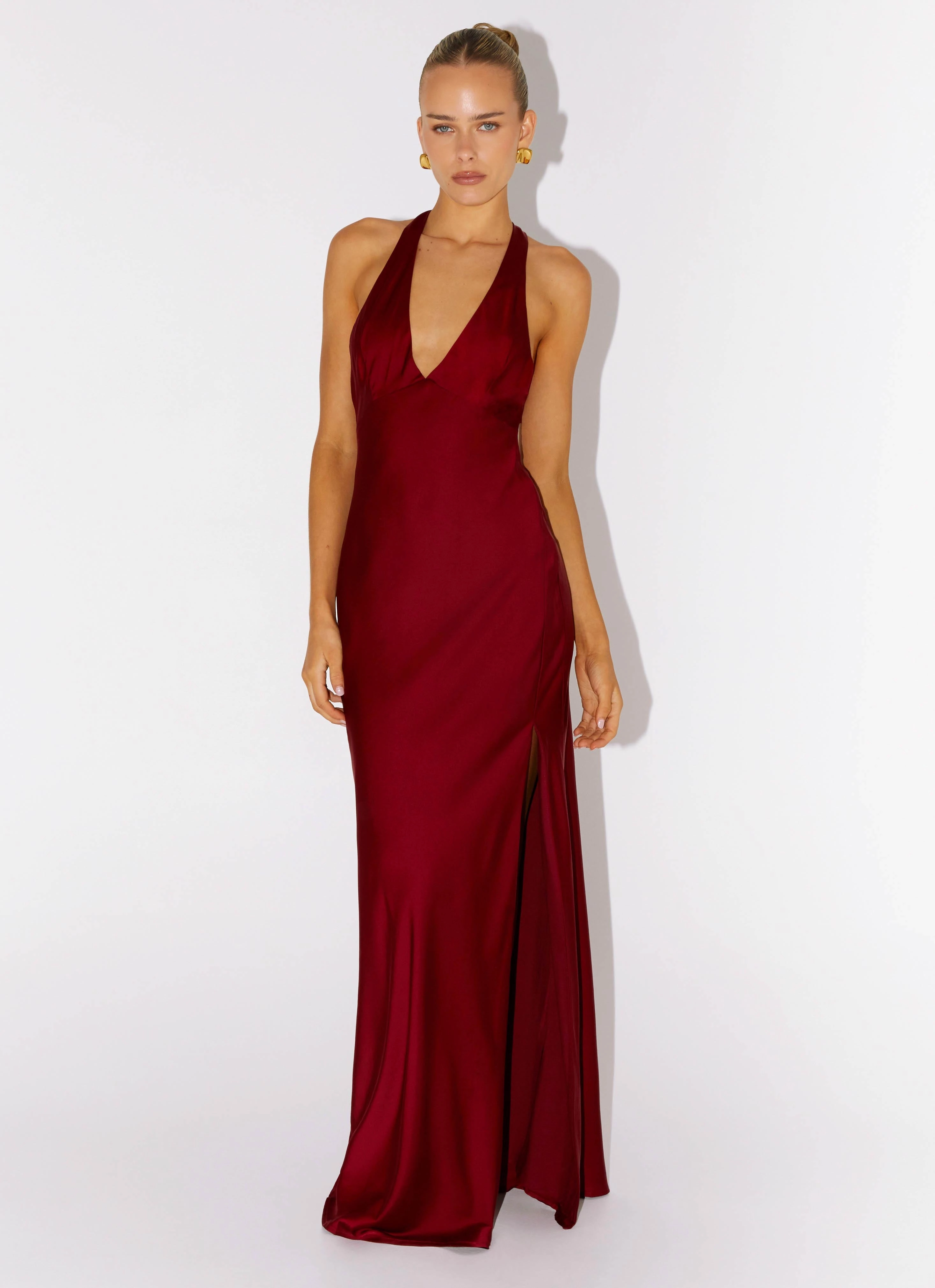 Angie Maxi Dress - Burgundy urban vibe Fashionable Design