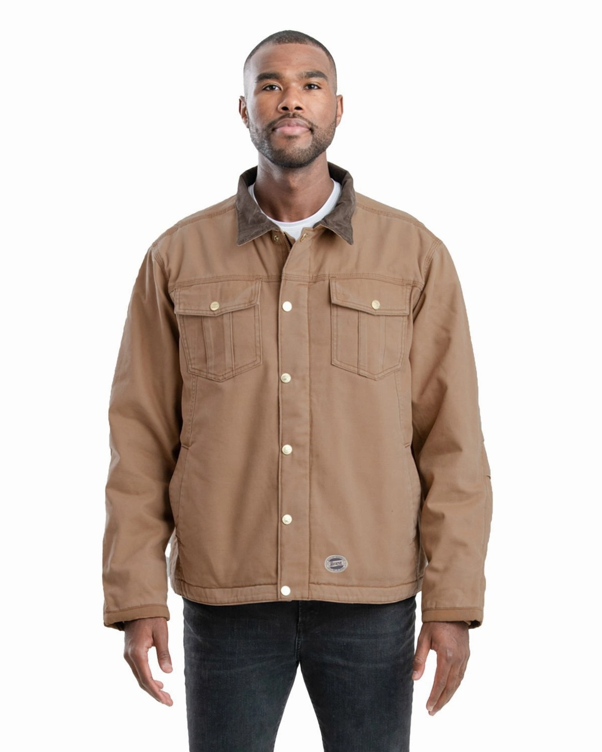 Fleece Backing Berne Mens Vintage Washed Sherpa-Lined Work Driftwood 100% Cotton Jacket