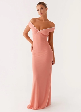 Night Appeal Sharp Finish Katiya Maxi Dress - Peach