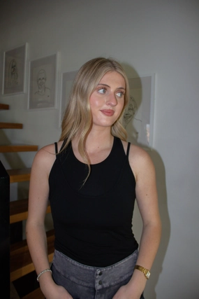 Versatile Wear Gabbriette Layered Tank Top - Black