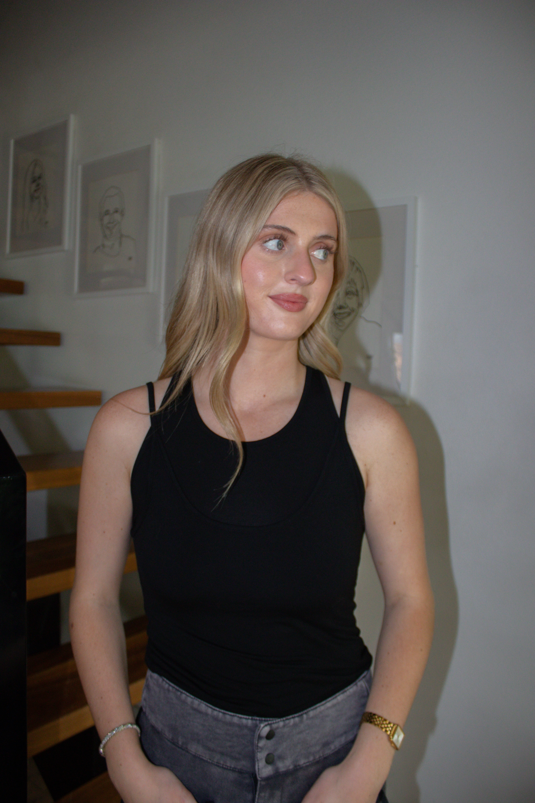 Versatile Wear Gabbriette Layered Tank Top - Black