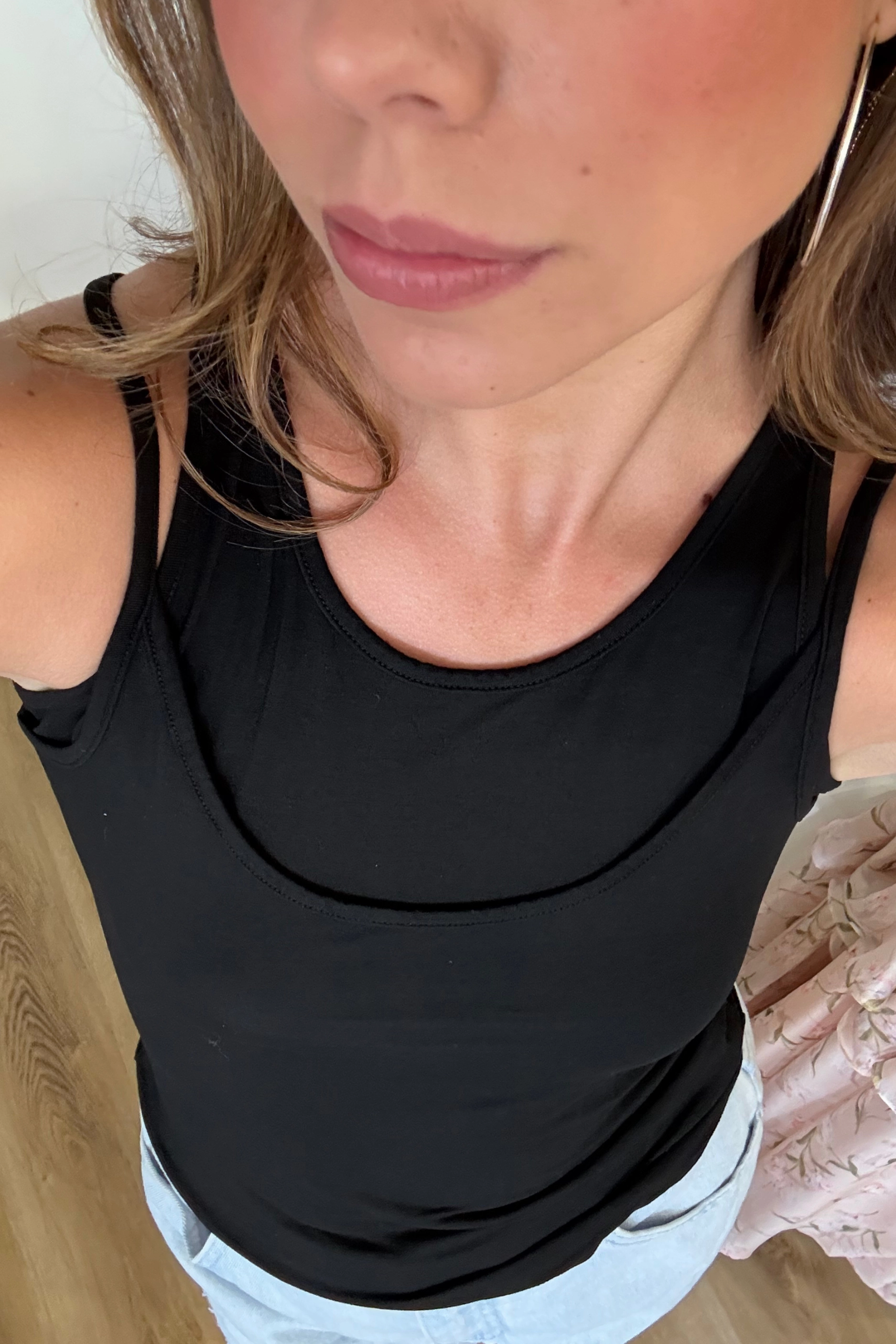 Gabbriette Layered Tank Top - Black Drop Shoulder Silhouette