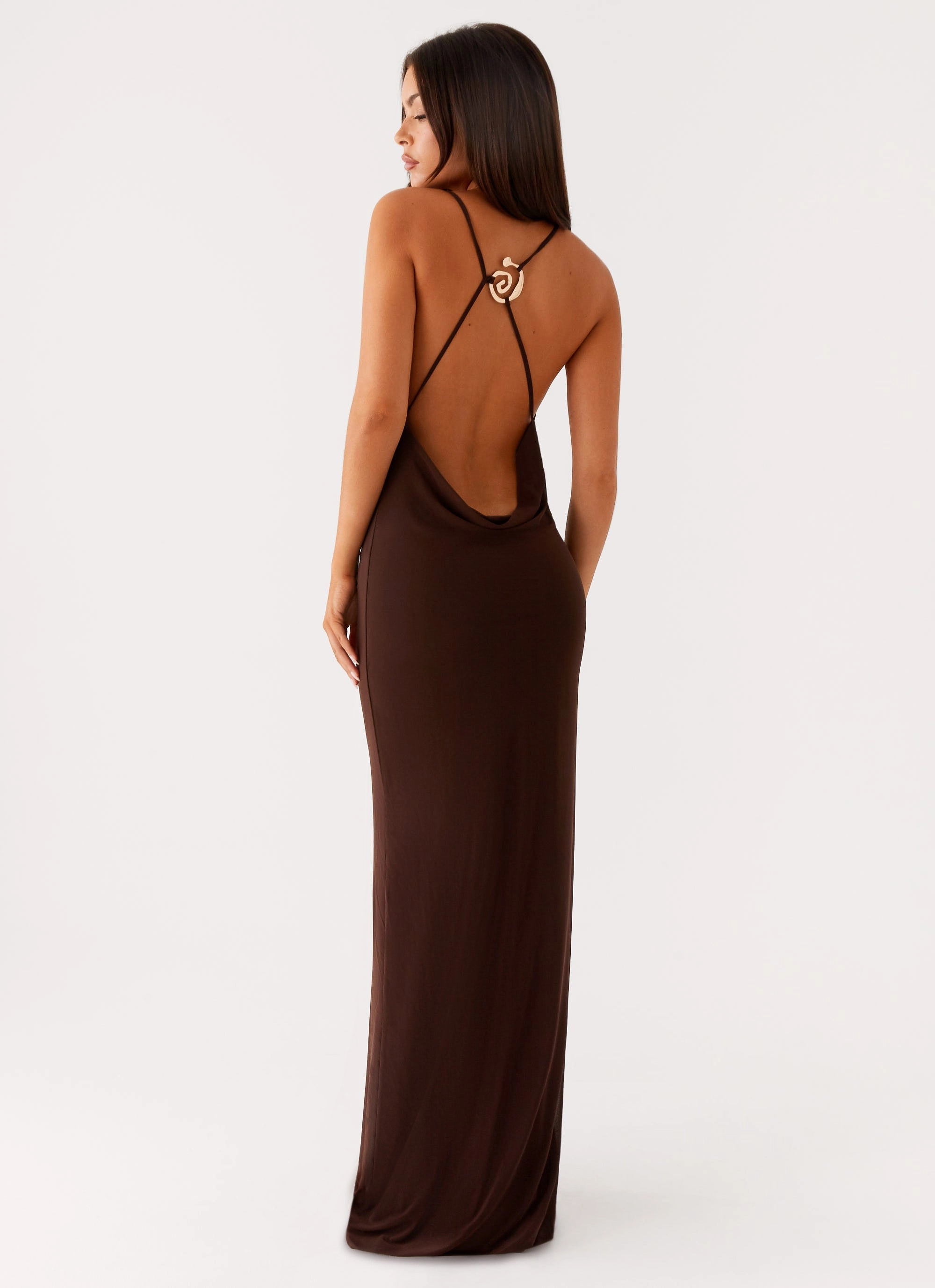 Youthful Feel Perfect Design Game Player Maxi Dress - Chocolate