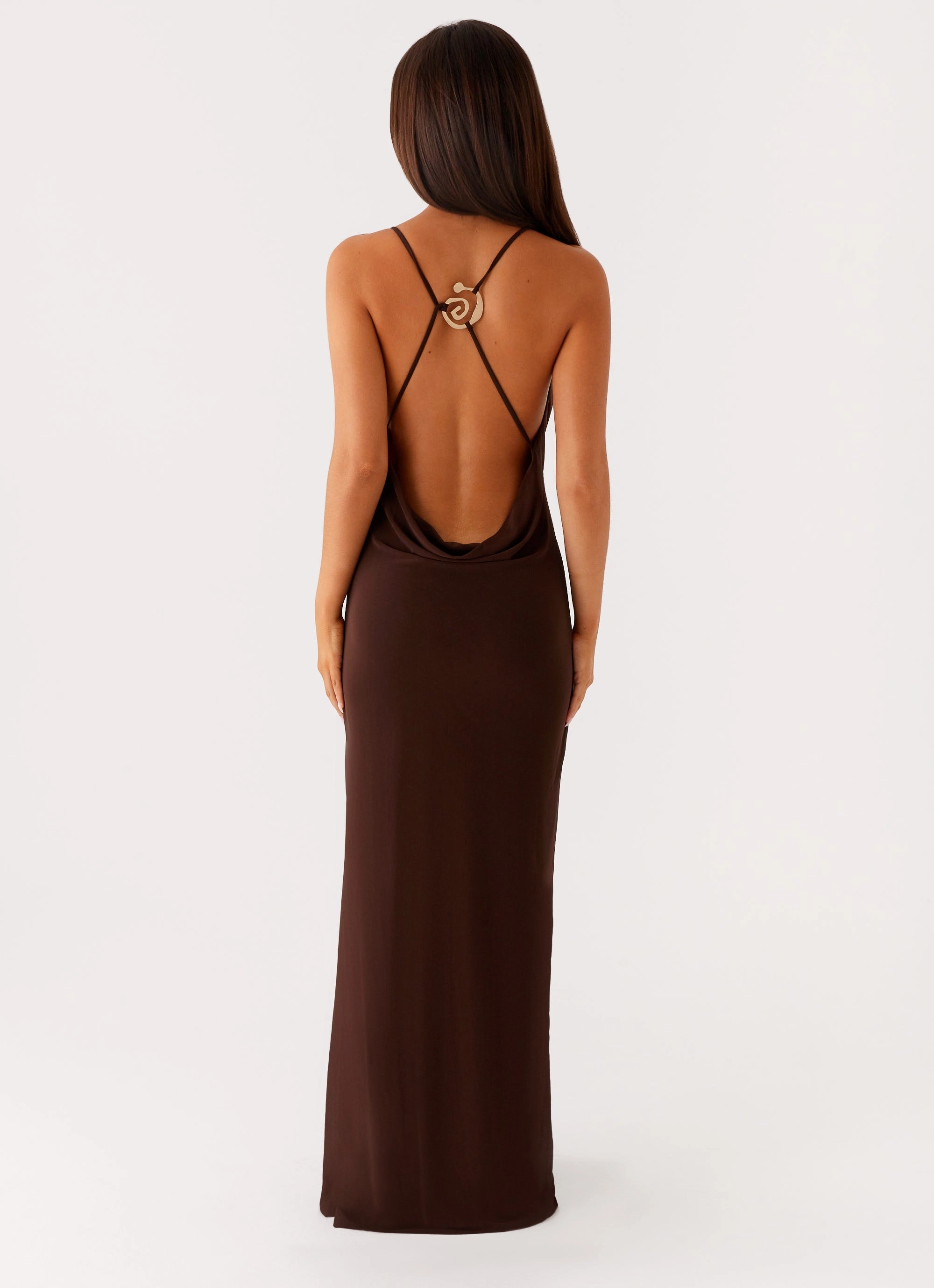 Balloon-Sleeve Game Player Maxi Dress - Chocolate