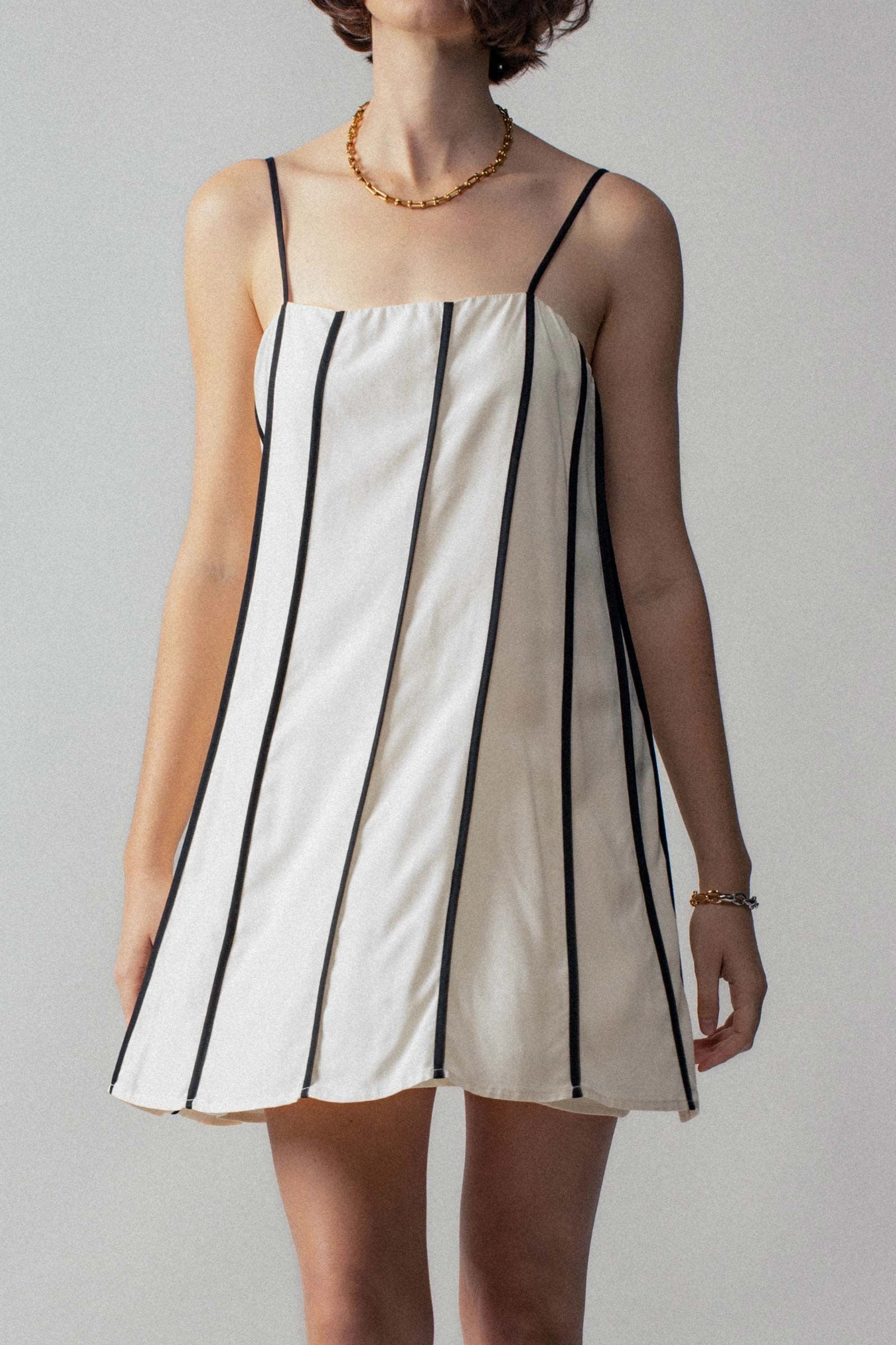Timeless Fit Farm Scene Gameday Striped Mini Dress - White