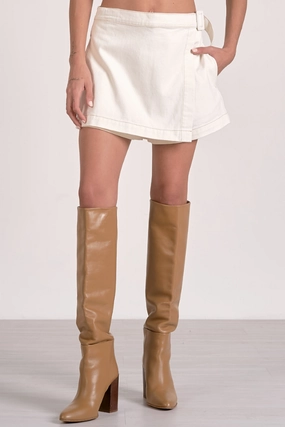 Gameday White Denim Skort Chic Cardigan