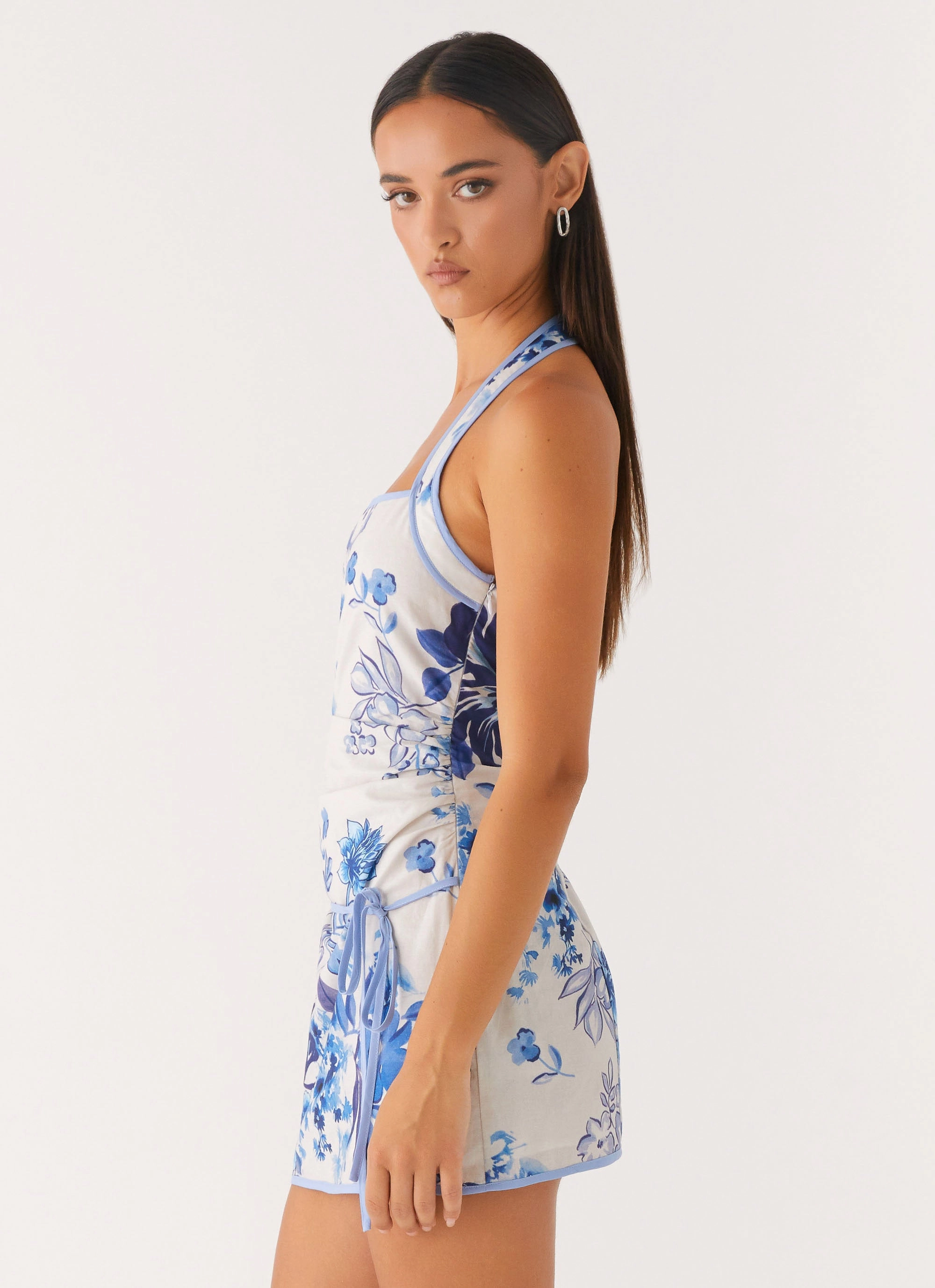 Smooth Shape Garden Party Mini Dress - Serene Sky Floral