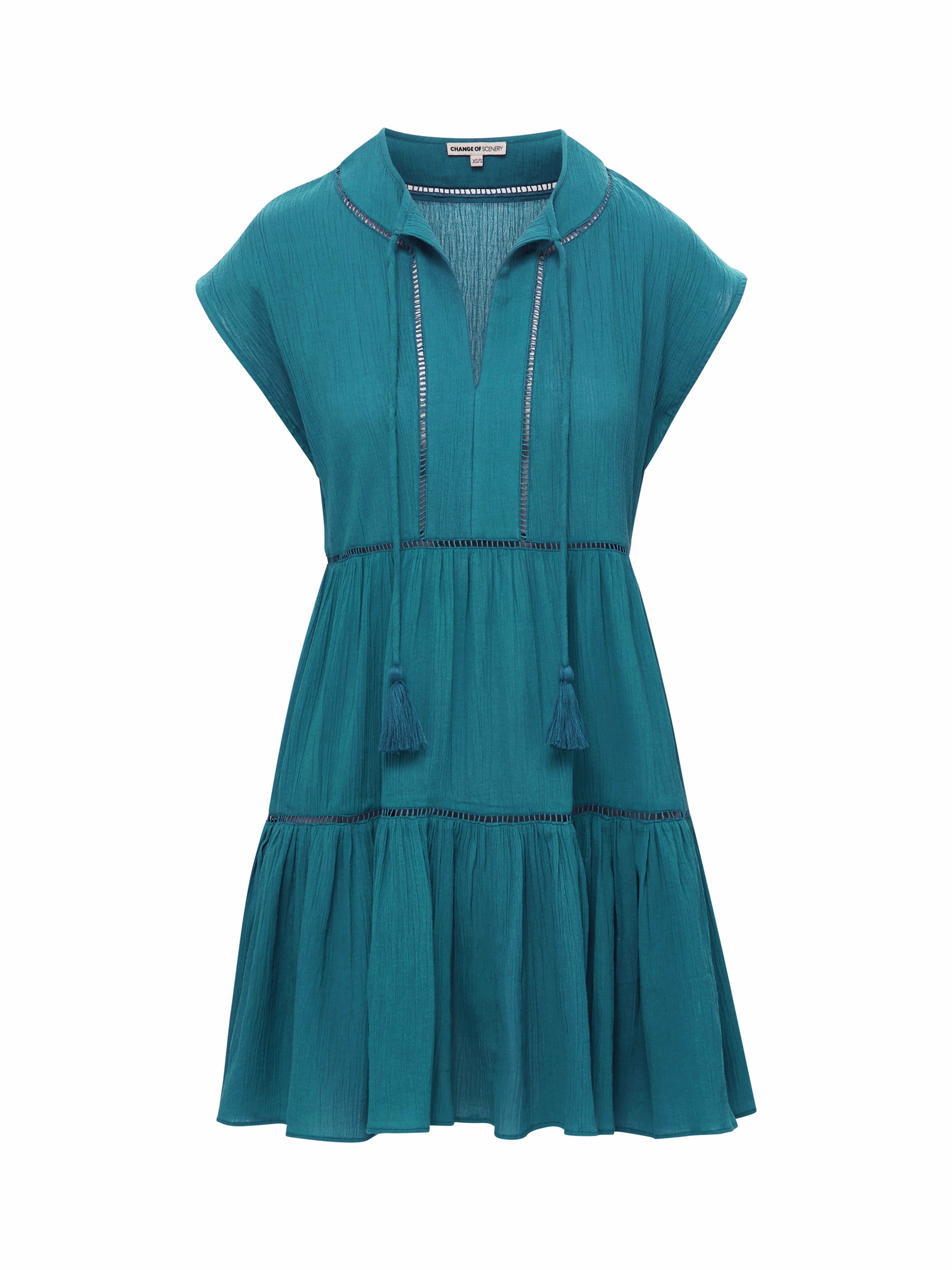 Gari Dress In Jungle Green Comfortable shift dress Raw-Hem