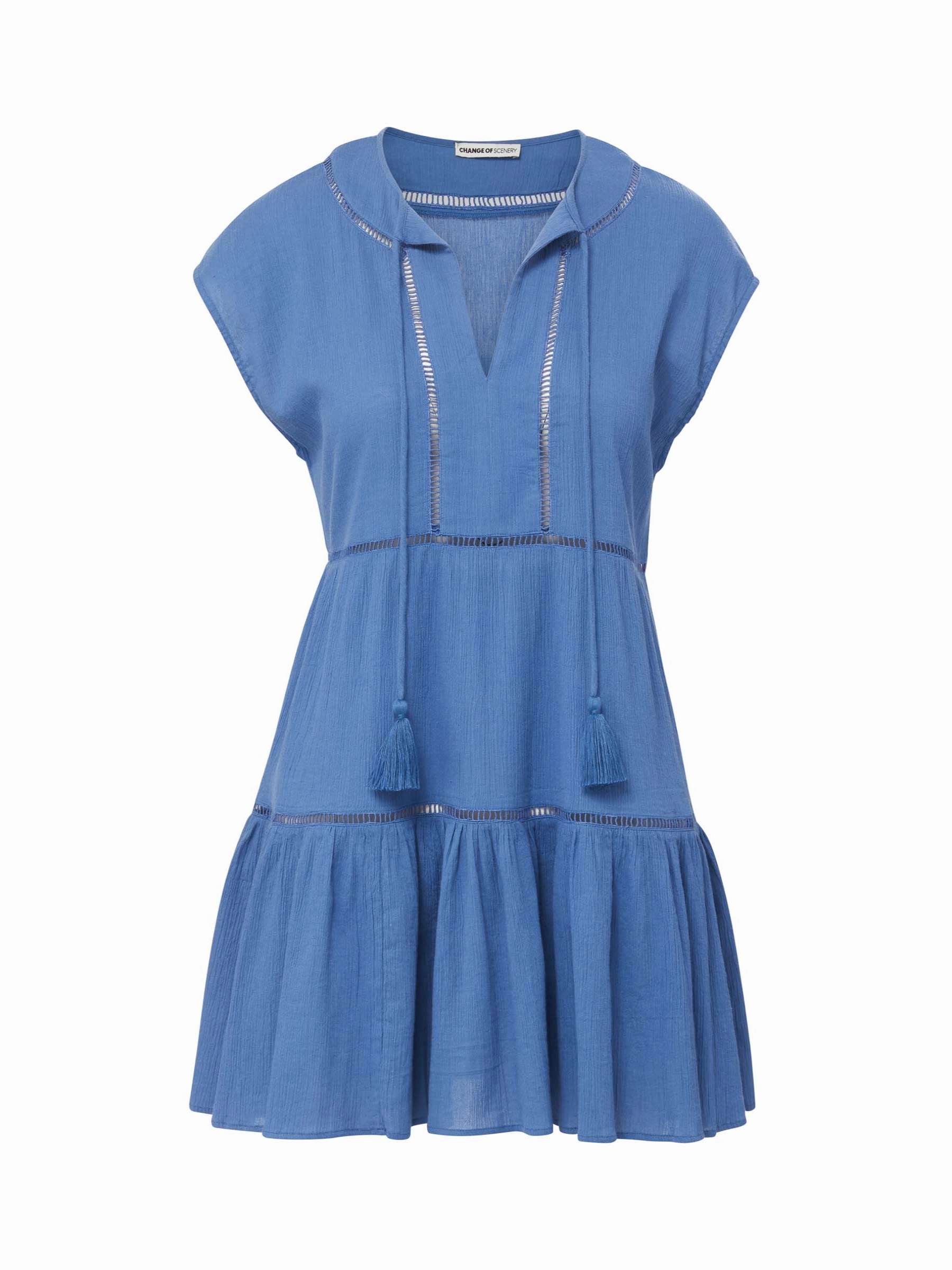 Gari Dress In Steel Blue Collared Cozy Fit