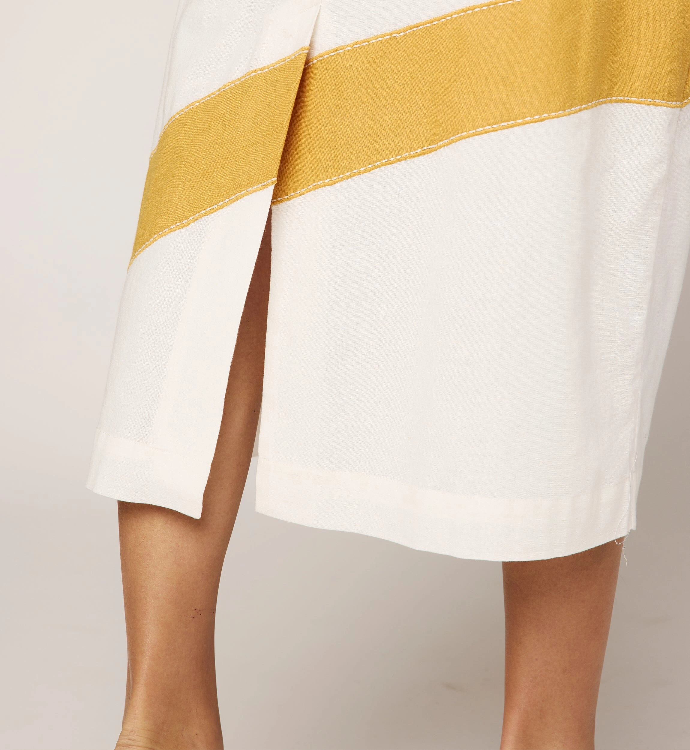 SublimatedPrint Brie Midi Dress | Ivory/Ochre