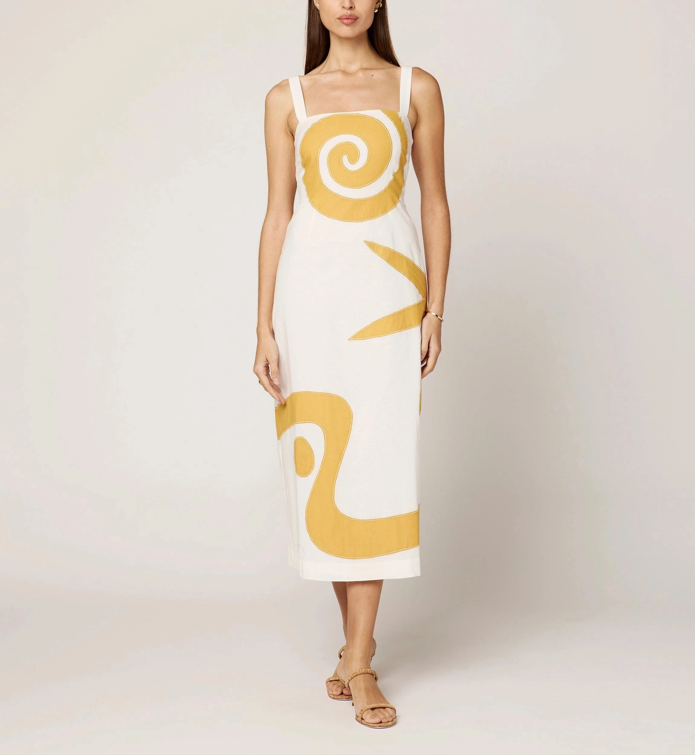 Day Glow Light Fall Brie Midi Dress | Ivory/Ochre