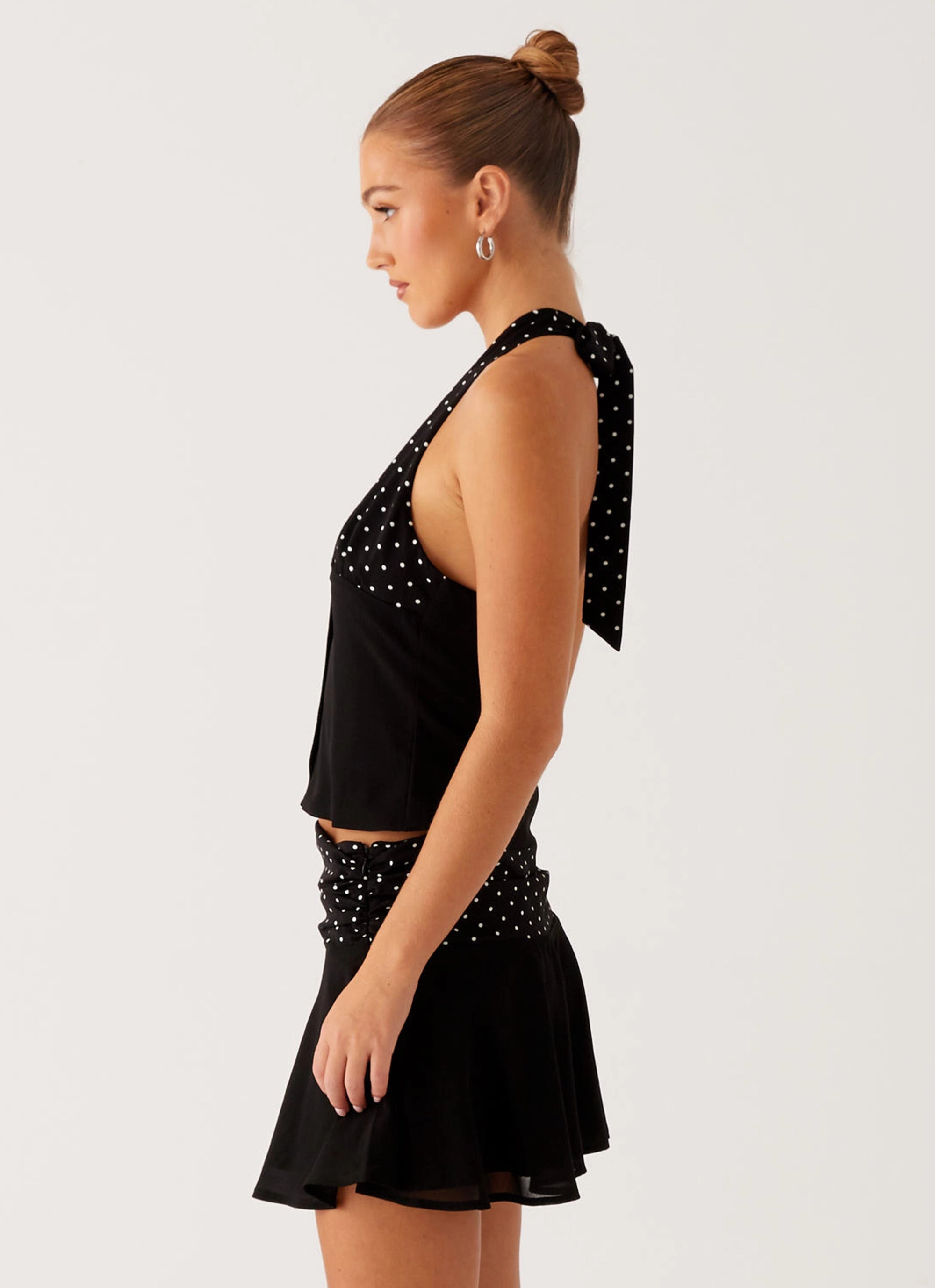 Devoted Halterneck Top - Black Polka Dot ReinforcedStitching