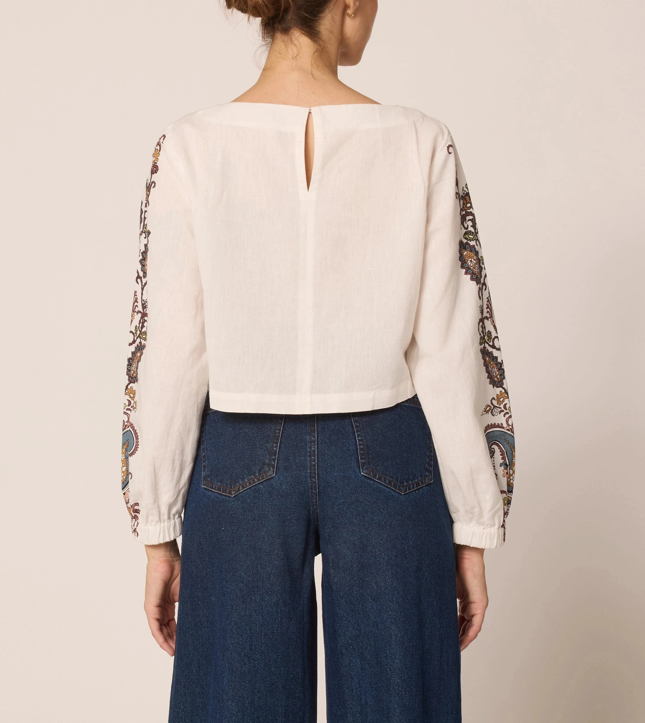 Georgia Blouse | Veneto Paisley QuickDry Performance Rolled Hem Finish